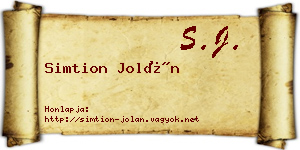 Simtion Jolán névjegykártya