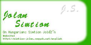 jolan simtion business card